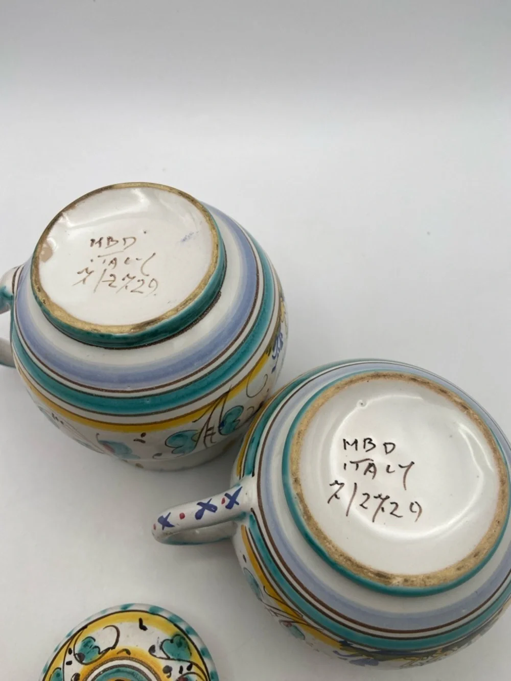 Hand Crafted Deruta Orvieto Rooster Creamer & Sugar Bowl Set Vintage